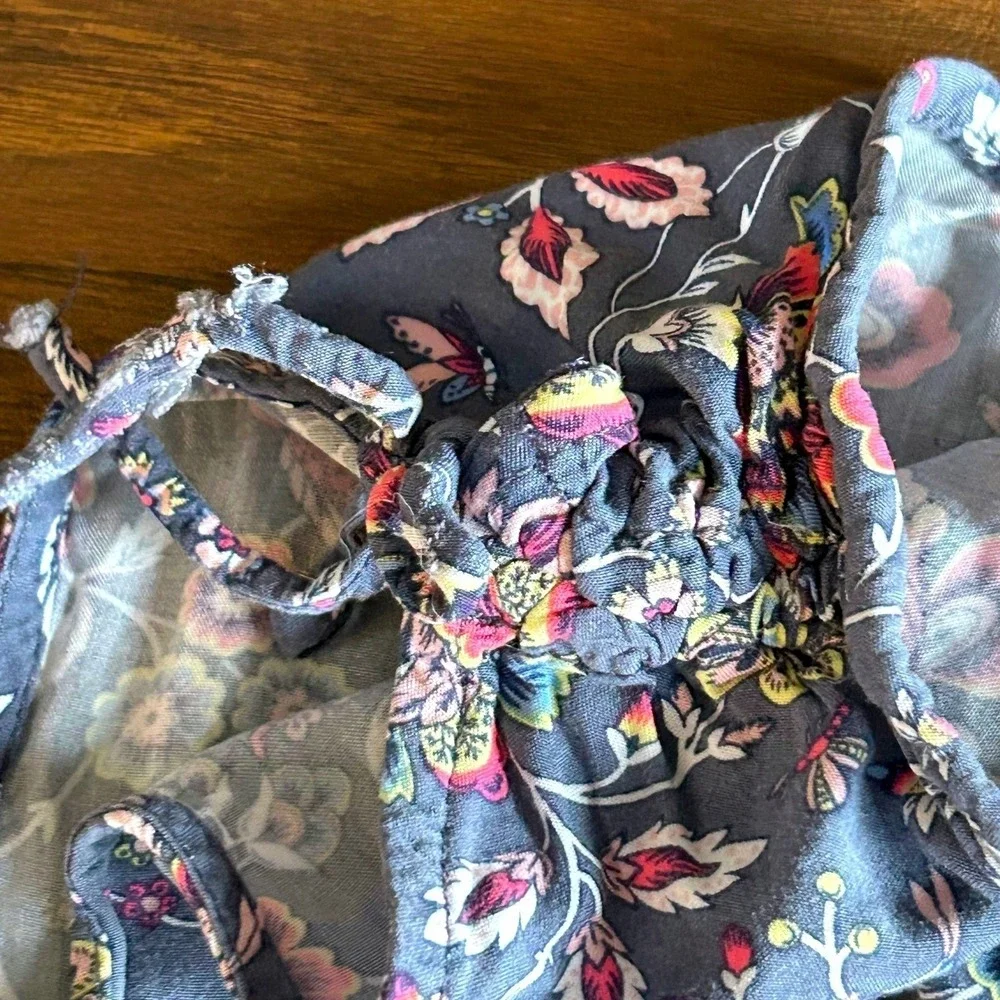 Girls Boho Floral Tiered Sundress Navy Blue Shoulder‎ Ties Size L 10-11 Gap Kids